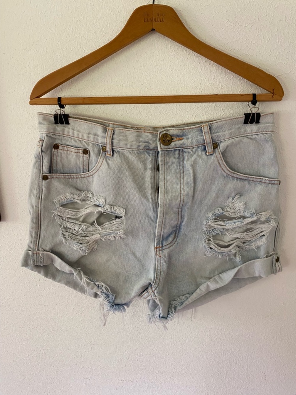 One teaspoon Light Blue Distressed Denim Shorts - Women's